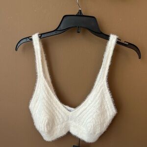 Weekday Alora Knitted Bralette in White Dusty Light Size M Fairycore Feminine